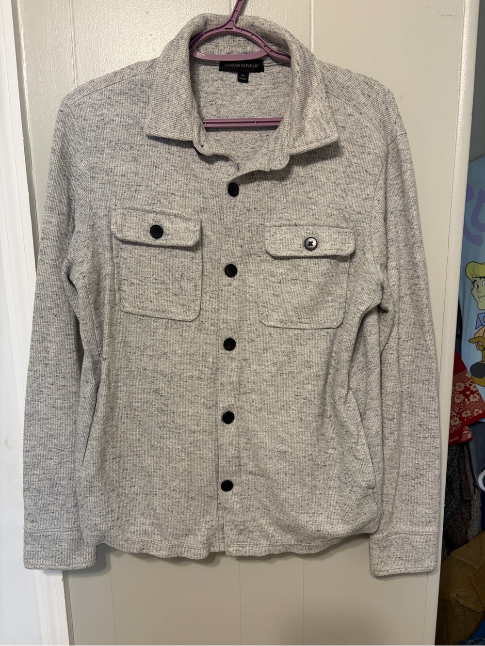 Banana Republic Men's Heather Gray Button-Up Shirt Jacket